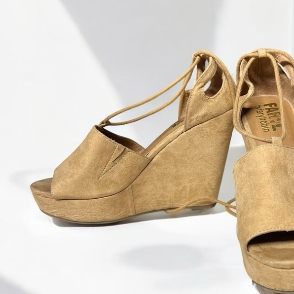 🌻Antrhopologie FARYL Robin Judy Tan Boho Platform Wedge Platform Sandal Size 8 - Picture 8 of 13